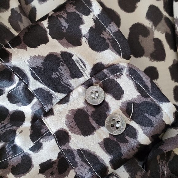 Votre Nom Silk Blouse S Leopard Print Foldup Cuffs - Picture 5 of 5
